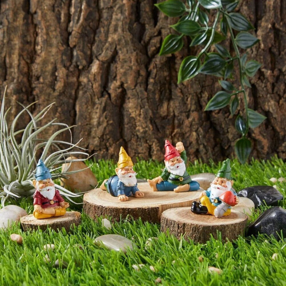 4 Pieces Mini Garden Gnomes, Outdoor Statue Set in Funny Poses for Yoga Gifts, P - Picture 2 of 9